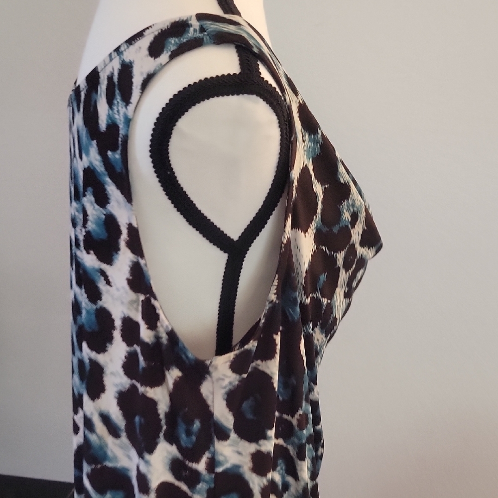 INC International Concepts Blue and Black Sleeveless Cowl Neck Tunic - Picture 3 of 5